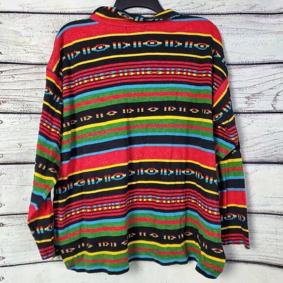 Chaps Sport Men's 2X Southwest Aztec Stripe Pullover 1/4 Zip Collar Cotton Long - Picture 4 of 7